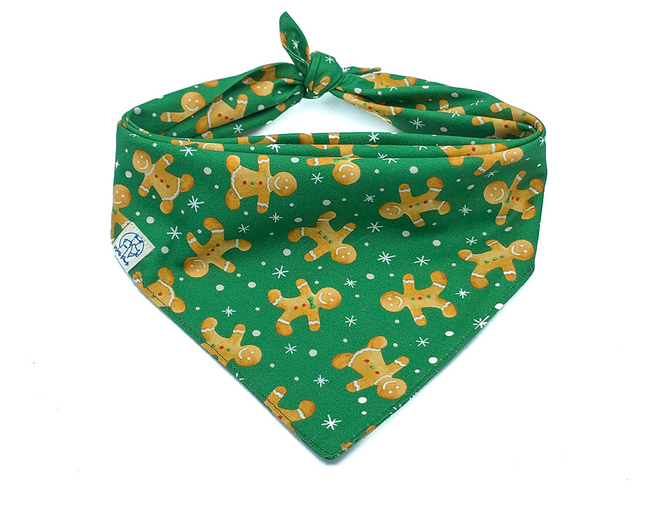 GINGERBREAD MAN BANDANA - GREEN