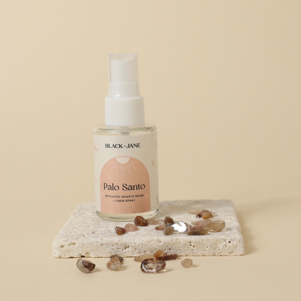 BLACK + JANE | CRYSTAL INFUSED ROOM AND MEDIATION SPRAY - Palo Santo Room and Linen Spray - 1OZ