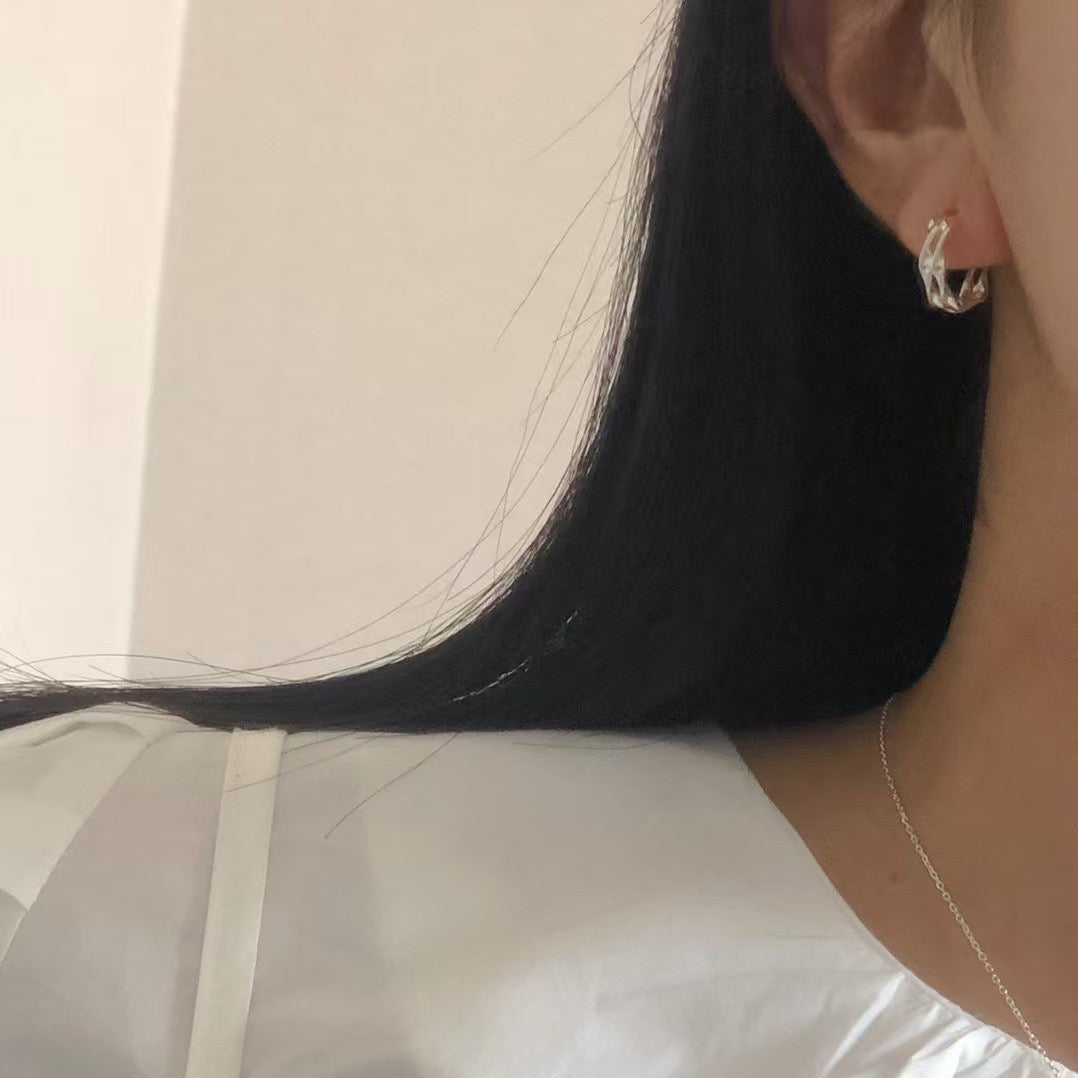 IKON | 925純銀扭紋雙圈耳環
