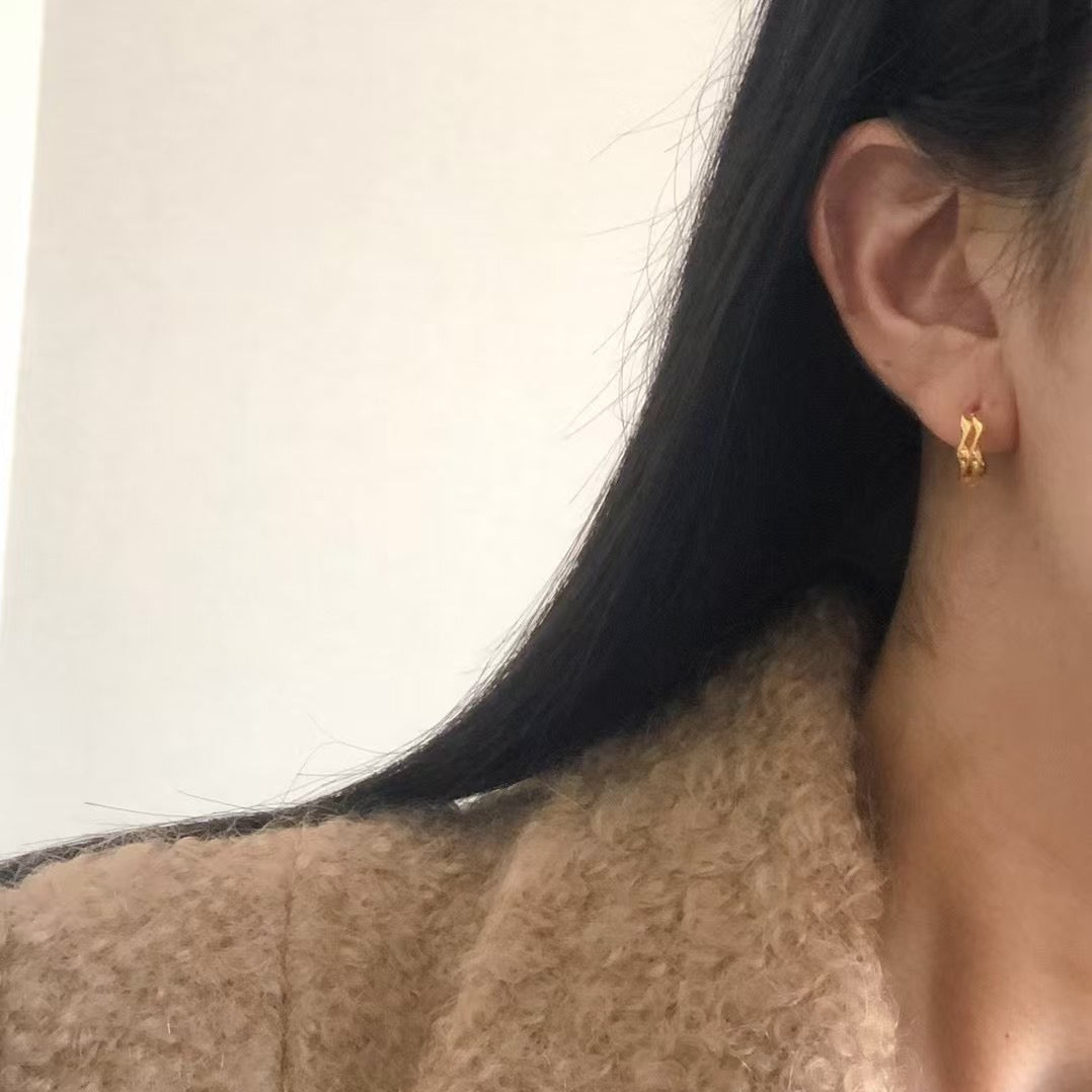 IKON|925Silver Wave One-touch Earrings