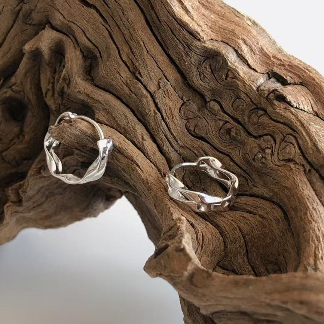 IKON|925Silver Wave One-touch Earrings