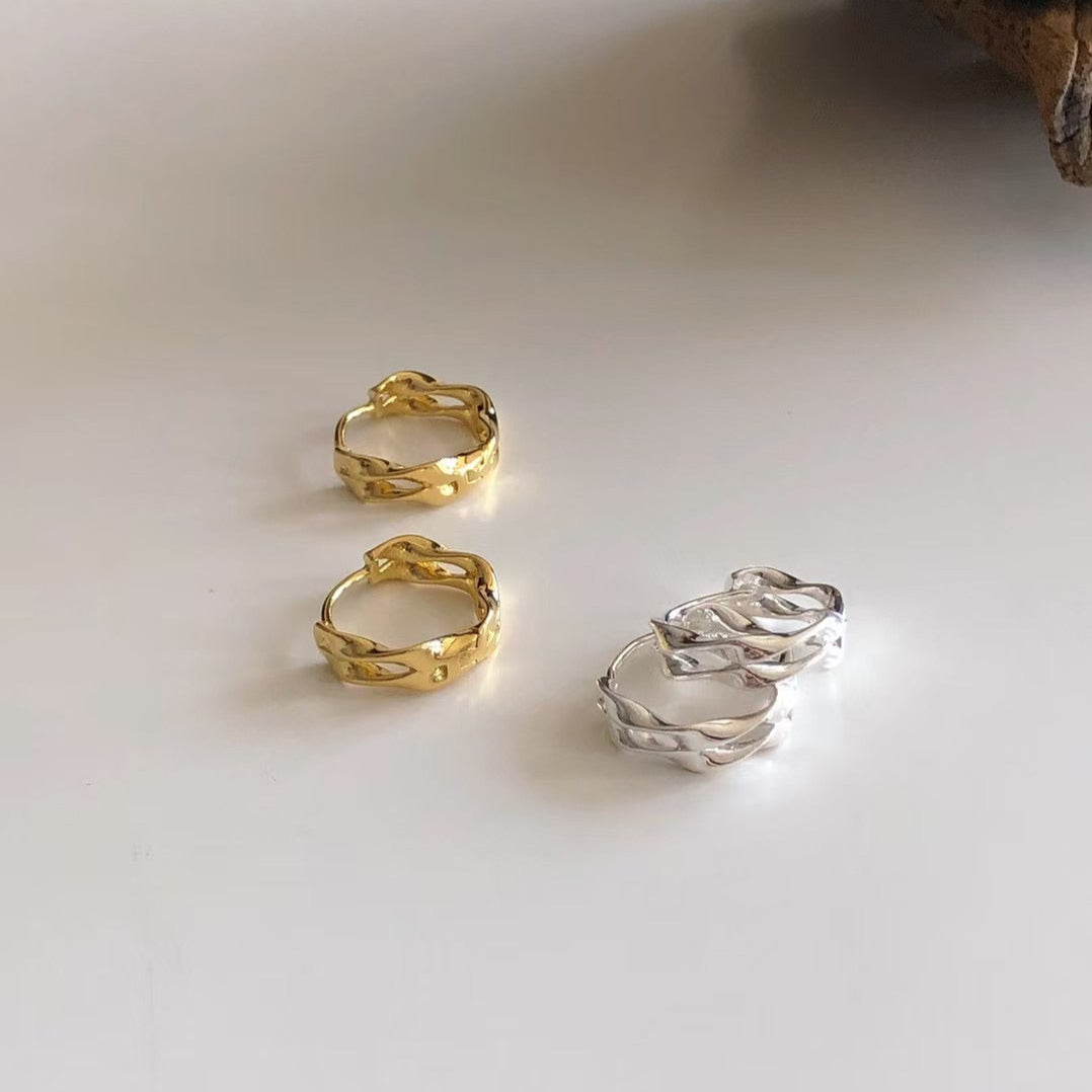 IKON|925Silver Wave One-touch Earrings