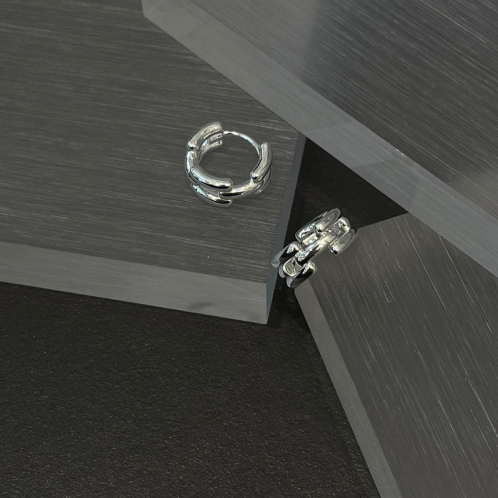 IKON DELUXE | [Pre-order] 925Silver Chain Hoop Earrings