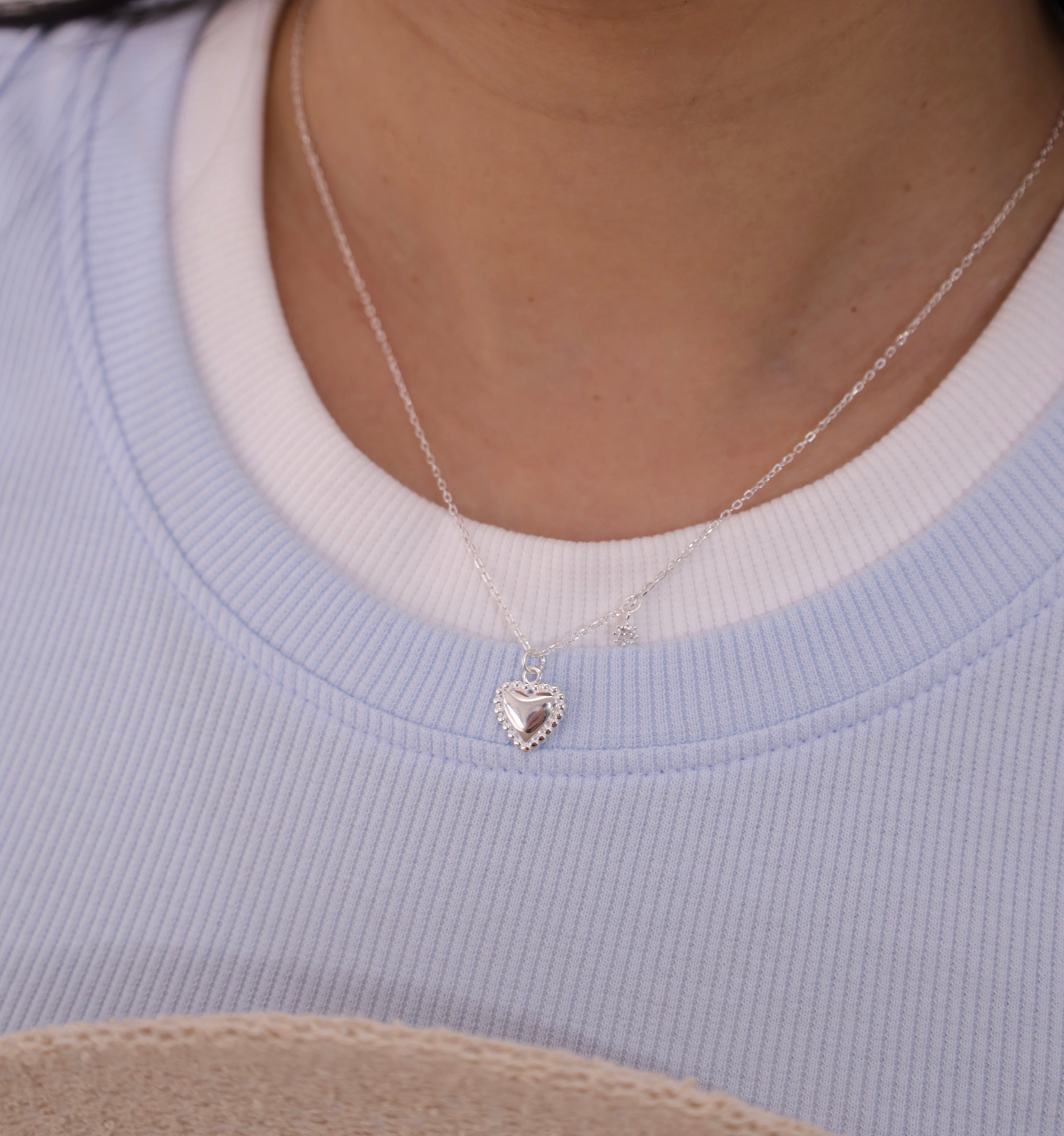 IKON | 925Silver Amor Beaded Heart & Charm Necklace