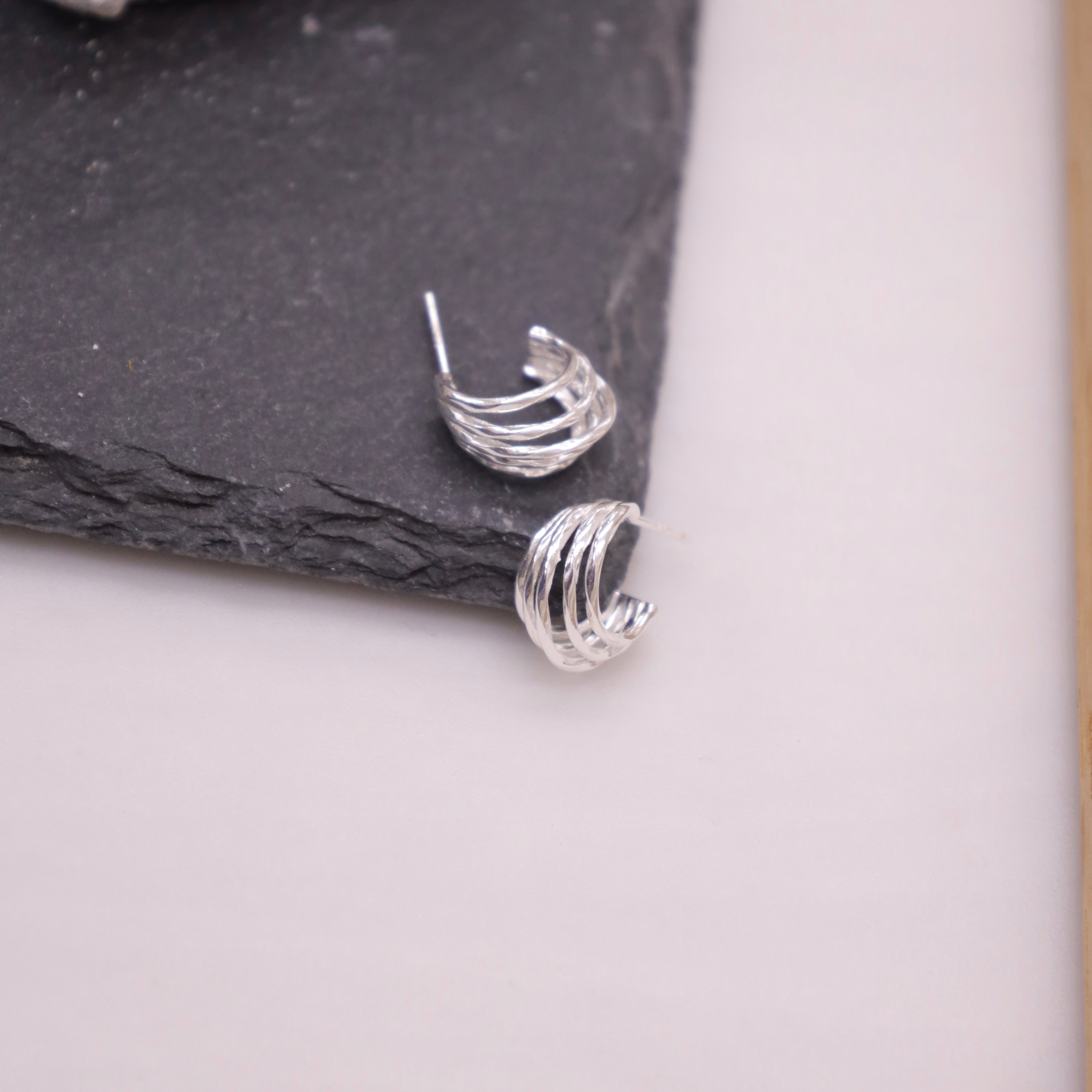 IKON | 925Silver Modern Layered C-Hoop Earrings
