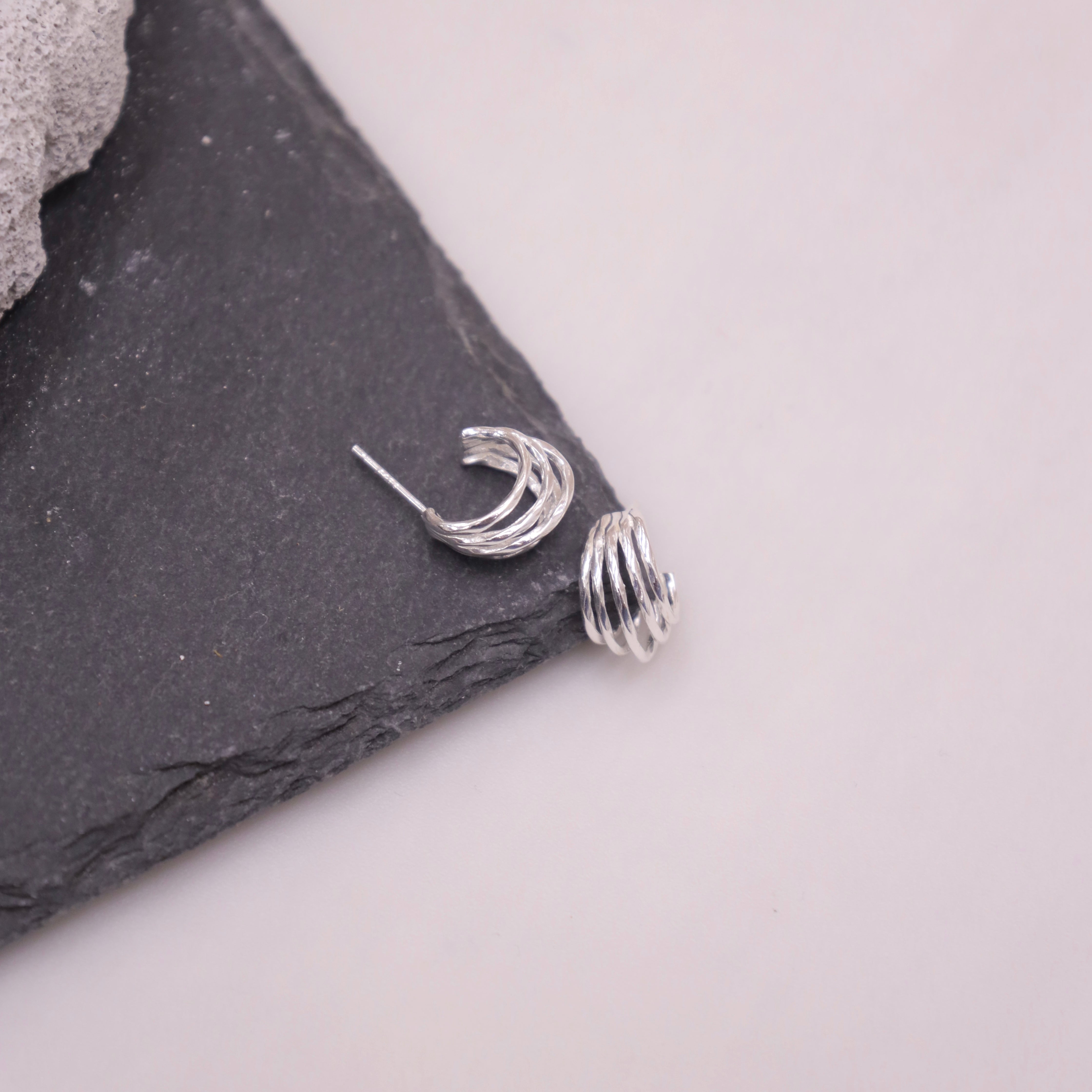 IKON | 925Silver Modern Layered C-Hoop Earrings