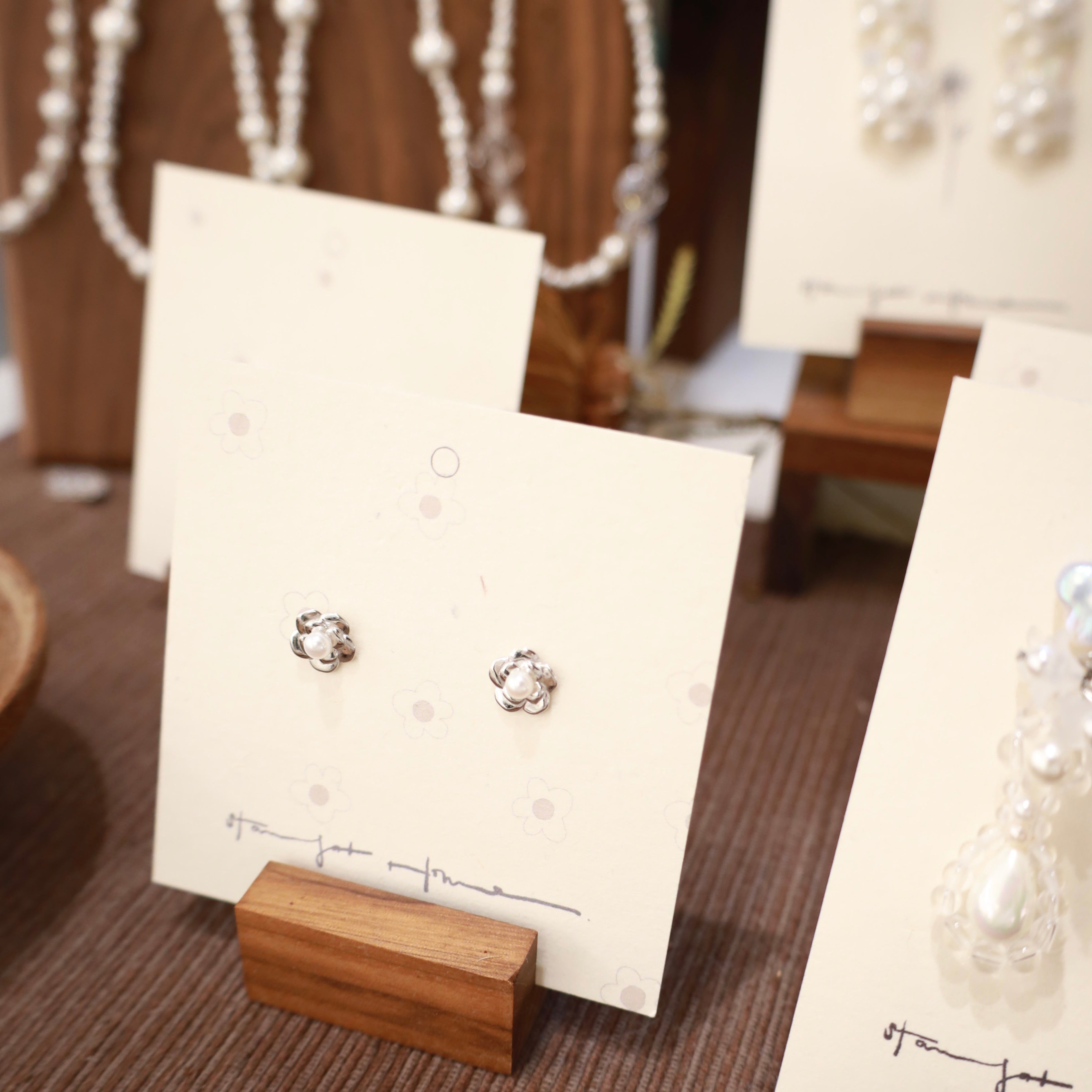 S.A.H Studio | Mini Pearl Camellia Stud Earrings