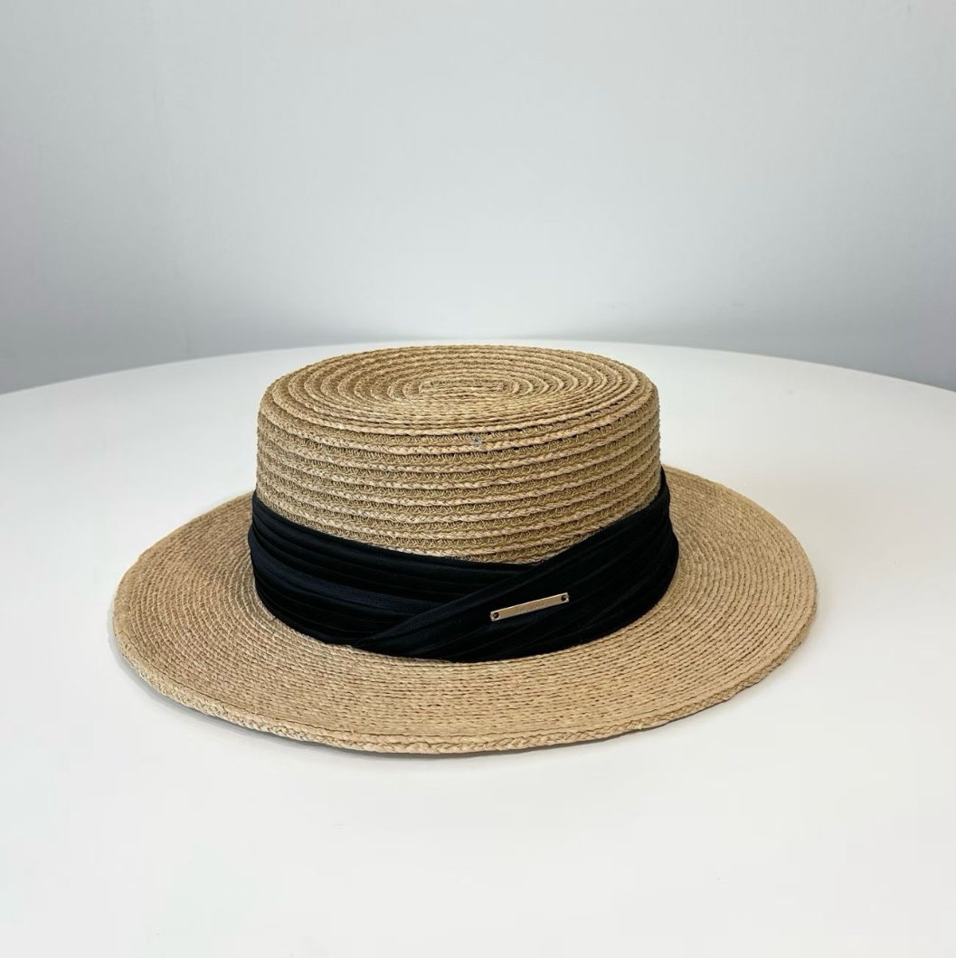 Hattitude | Classic Straw Boater Hat with Pleated Band