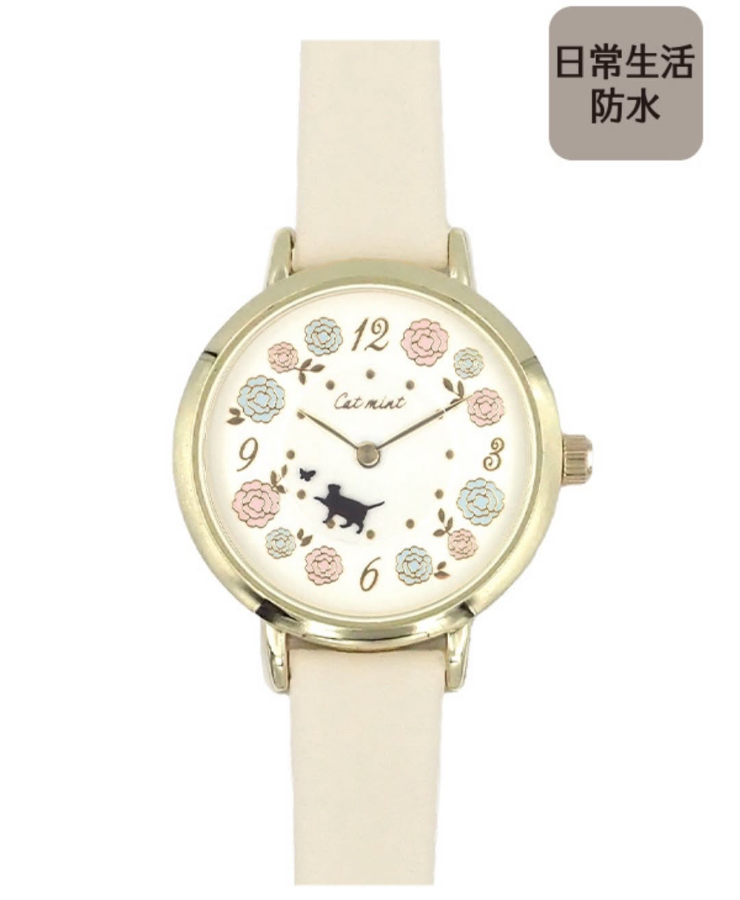 Zakkaholic | Pastel Floral Moveable Cat Walk Watch ༘⋆✿ 女裝 春日花海貓貓轉動手錶 [日常防水]