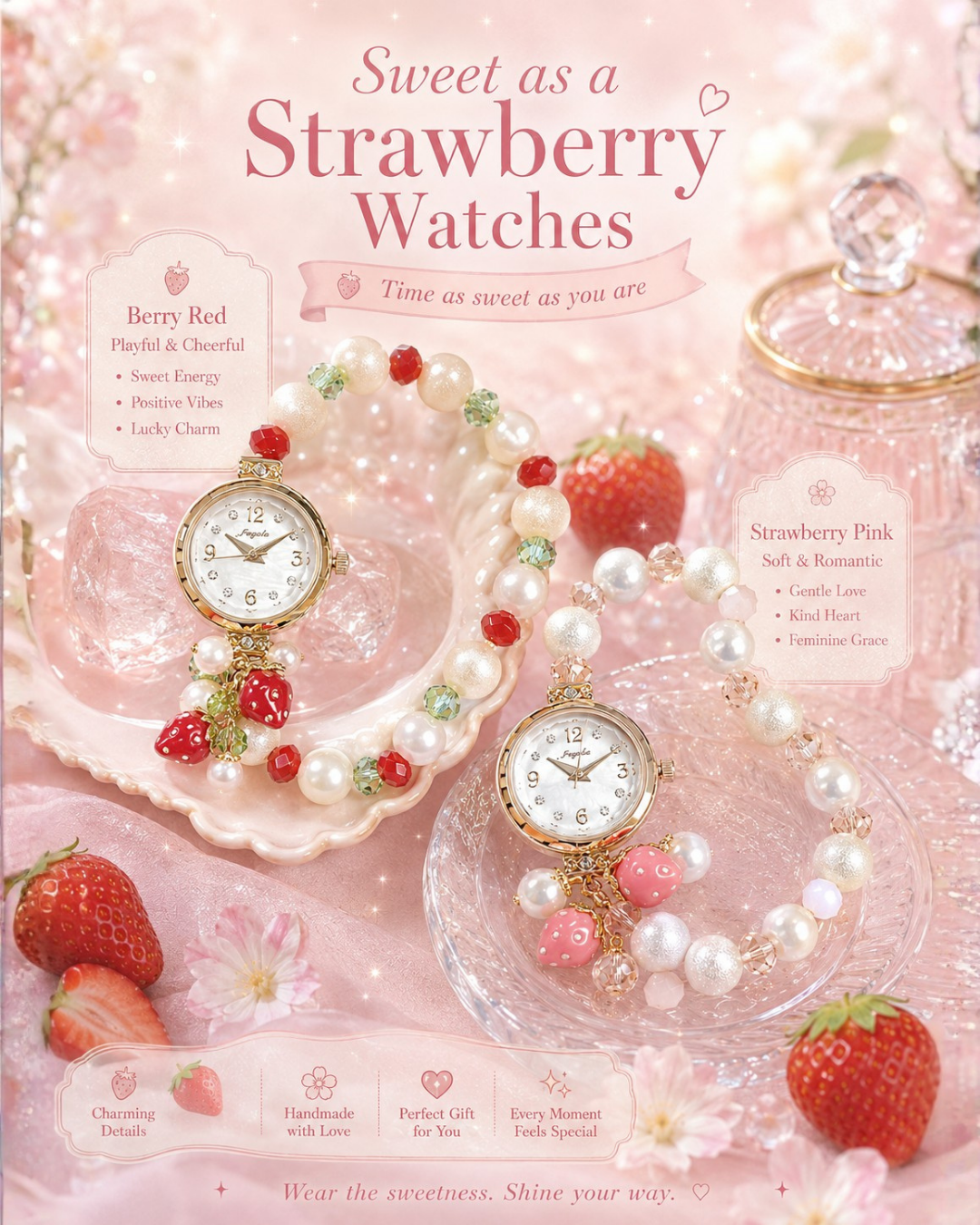 Zakkaholic | Strawberry Bracelet Watch 草莓/士多啤梨手鏈錶 女裝 [日常防水]