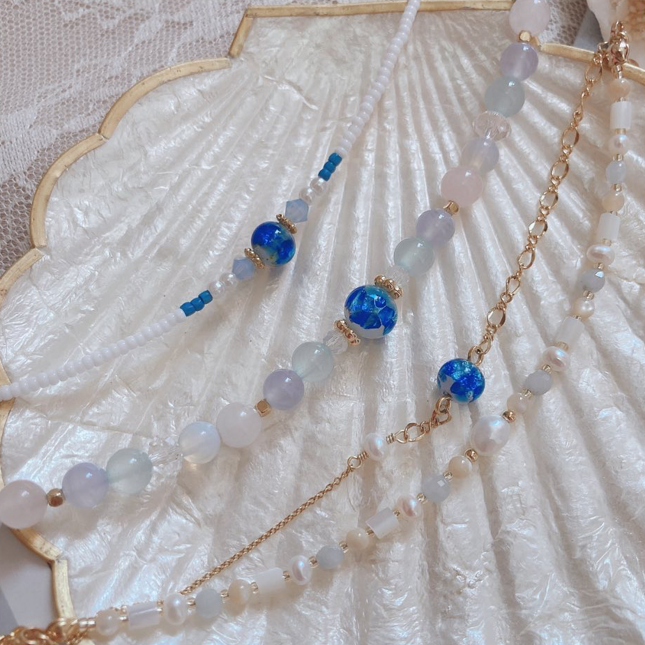 Zakkaholic | Jeenar Okinawa White Hotaru Glass 沖繩白螢琉璃手鏈