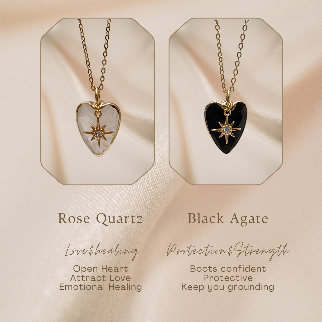 Basicworkshop | Rose Quartz Starburst Heart Necklace