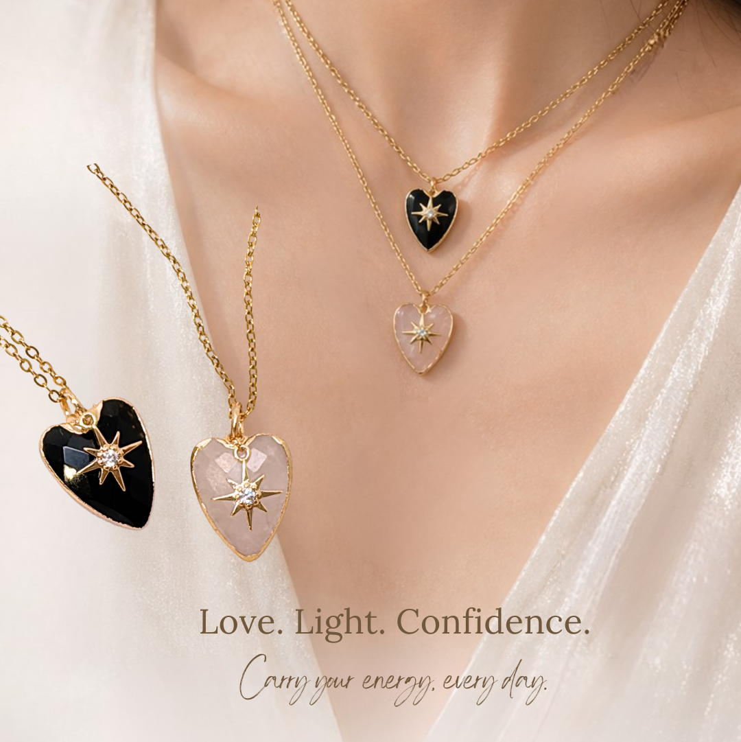 Basicworkshop | Rose Quartz Starburst Heart Necklace