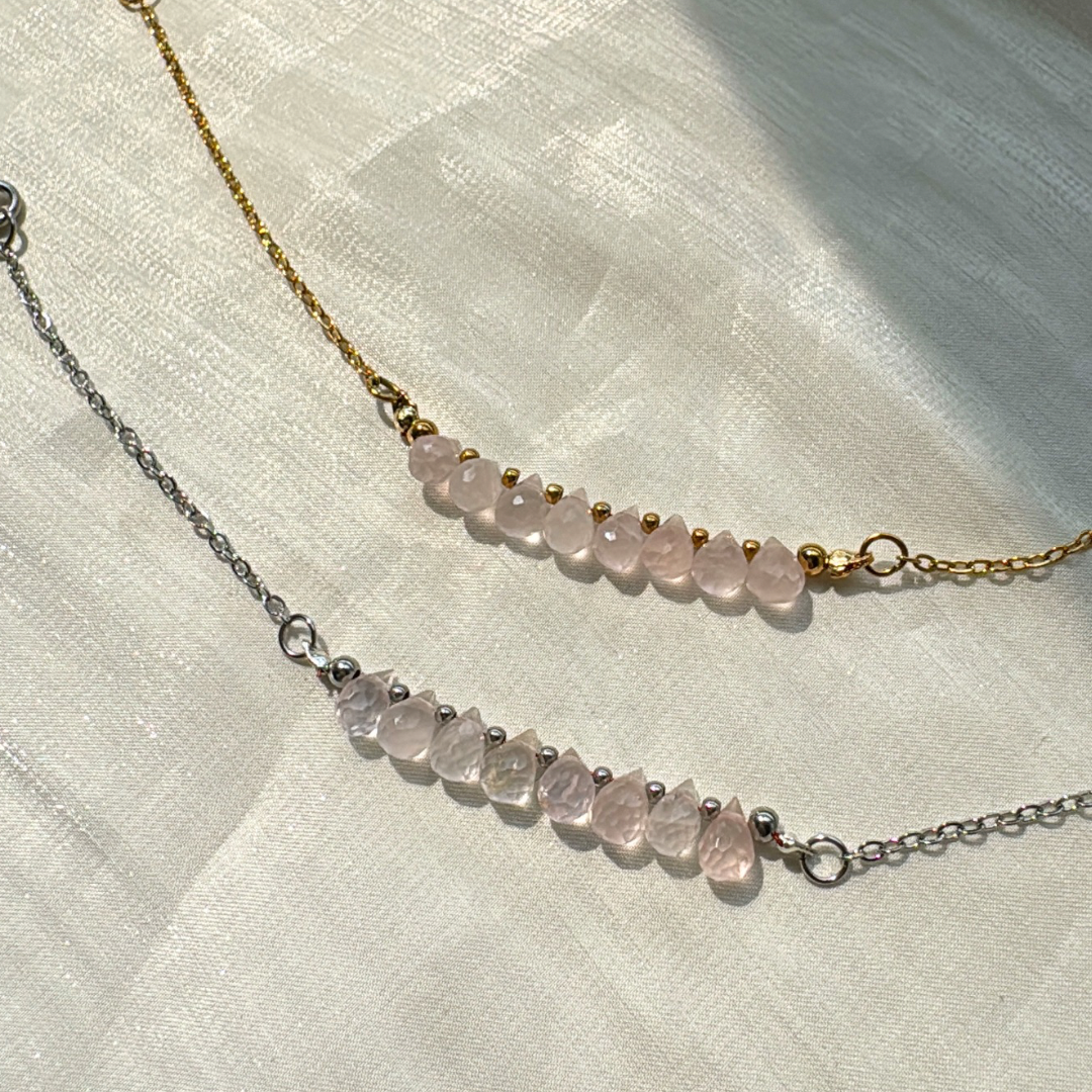 Basicworkshop | Rose Quartz Waterproof Bracelet 水滴粉晶手鏈