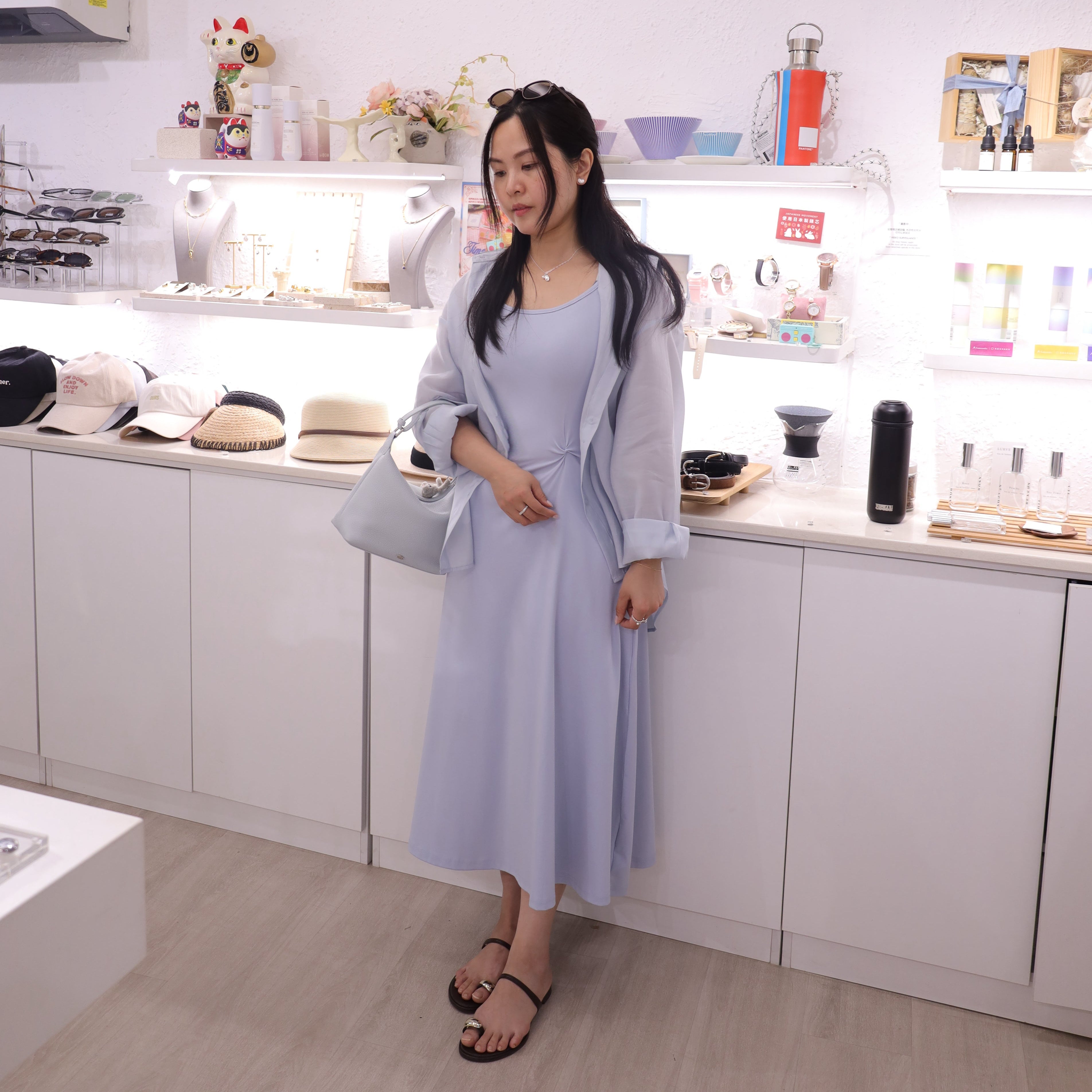 U Cloakroom | Tie-Back Split Shirt & Cami Dress Set