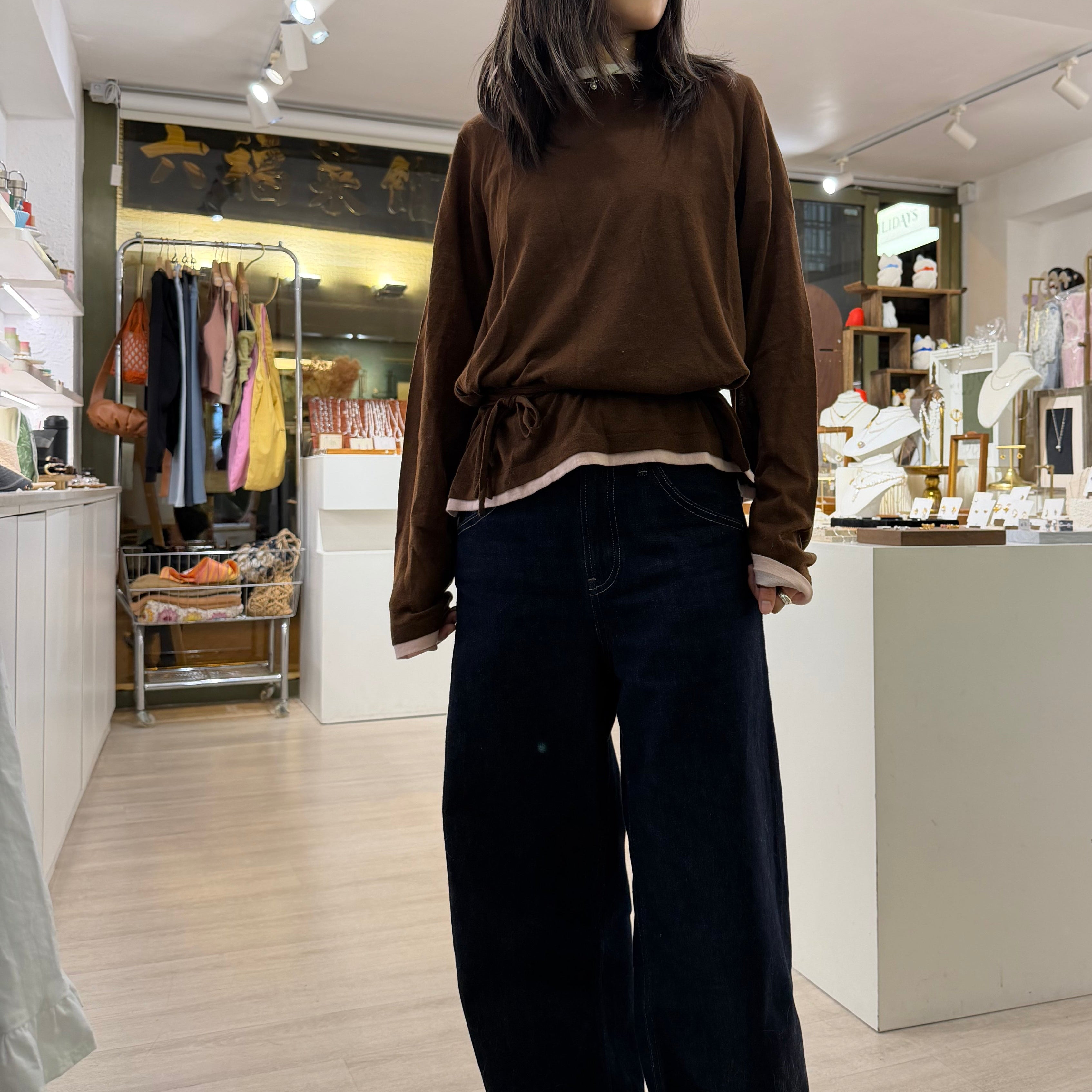 U Cloakroom | French Elegant Layered Self-Tie Waist Blouse