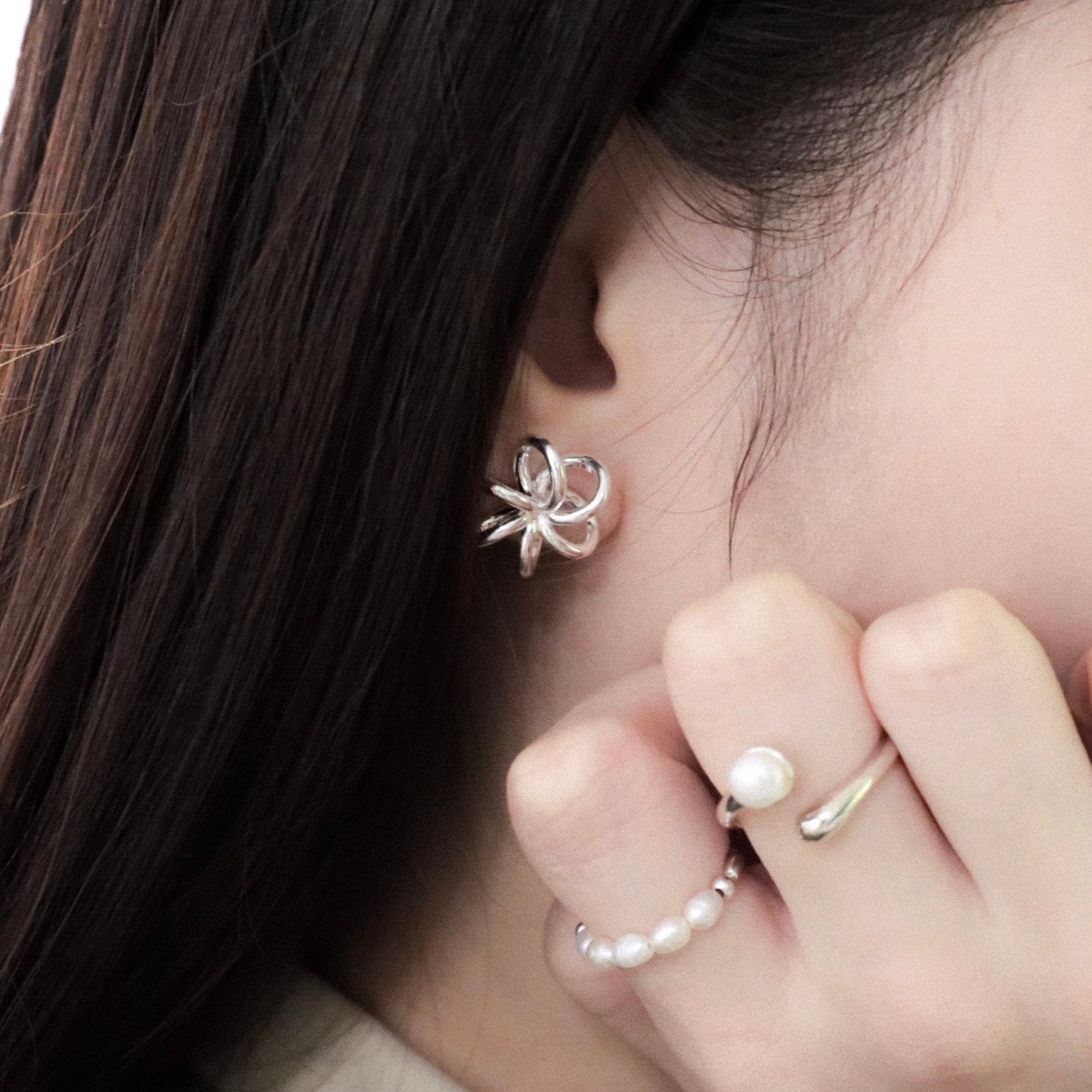 女仔耳環推薦：Flower Earring 925純銀