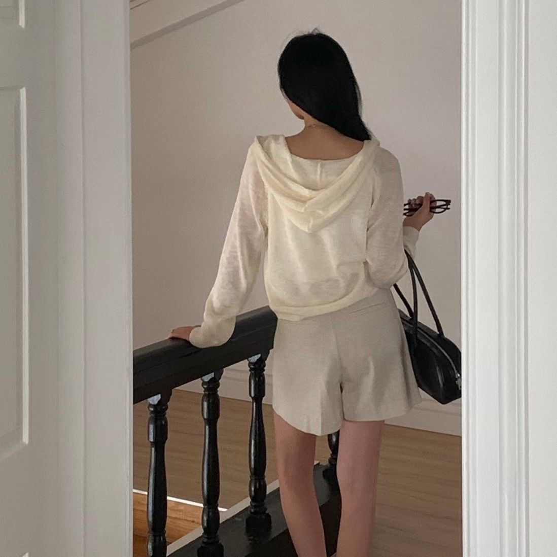 U Cloakroom | Sheer Knit Zip-Up Hoodie