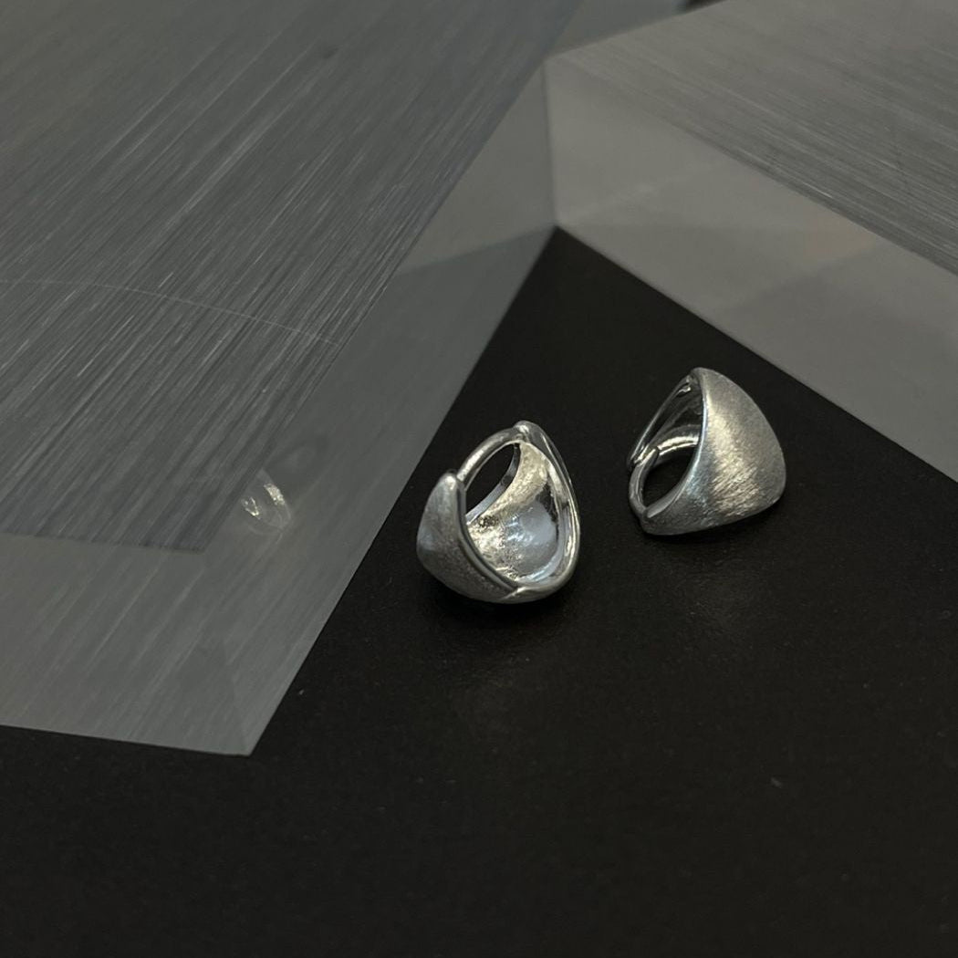IKON DELUXE | 925Silver Dual-Texture Cavity Hoops Earrings