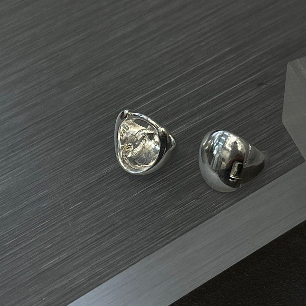 IKON DELUXE | 925Silver Dual-Texture Cavity Hoops Earrings