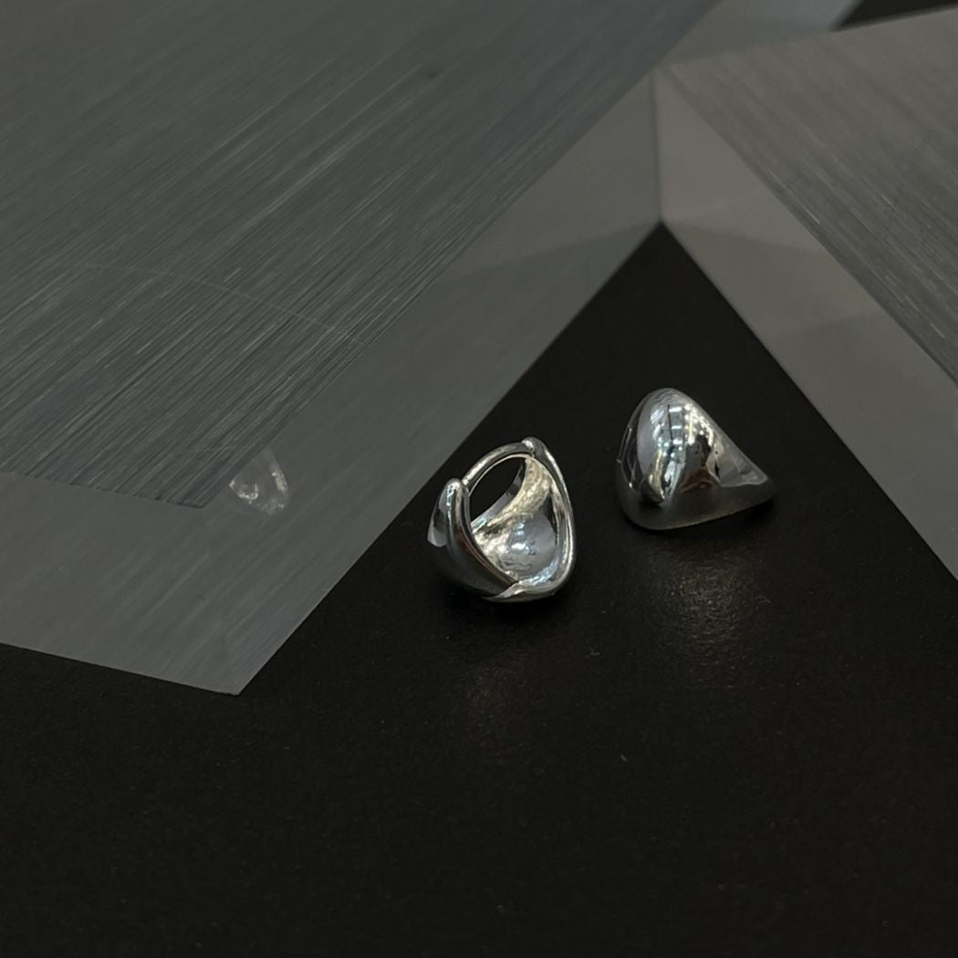 IKON DELUXE | 925Silver Dual-Texture Cavity Hoops Earrings