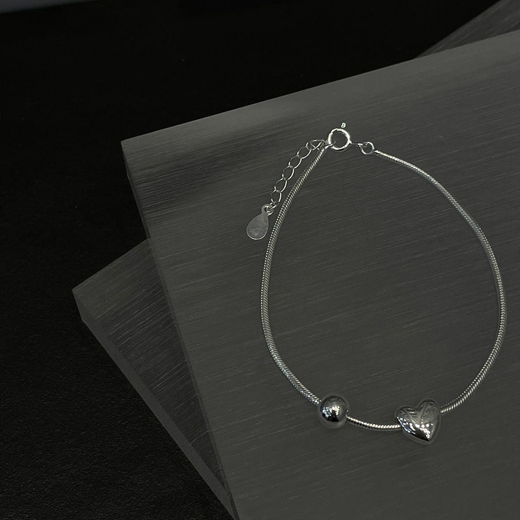 IKON | 925純銀圓珠心心手鍊