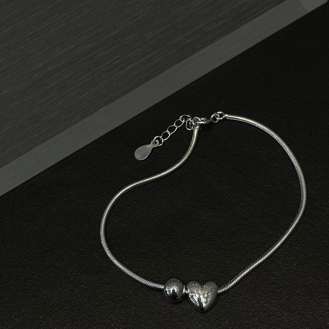 IKON | 925純銀圓珠心心手鍊