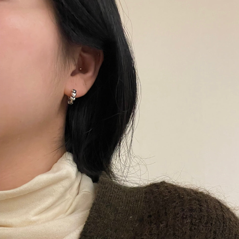 IKON  | 925Silver 3D Heart-Link Hoop Earrings