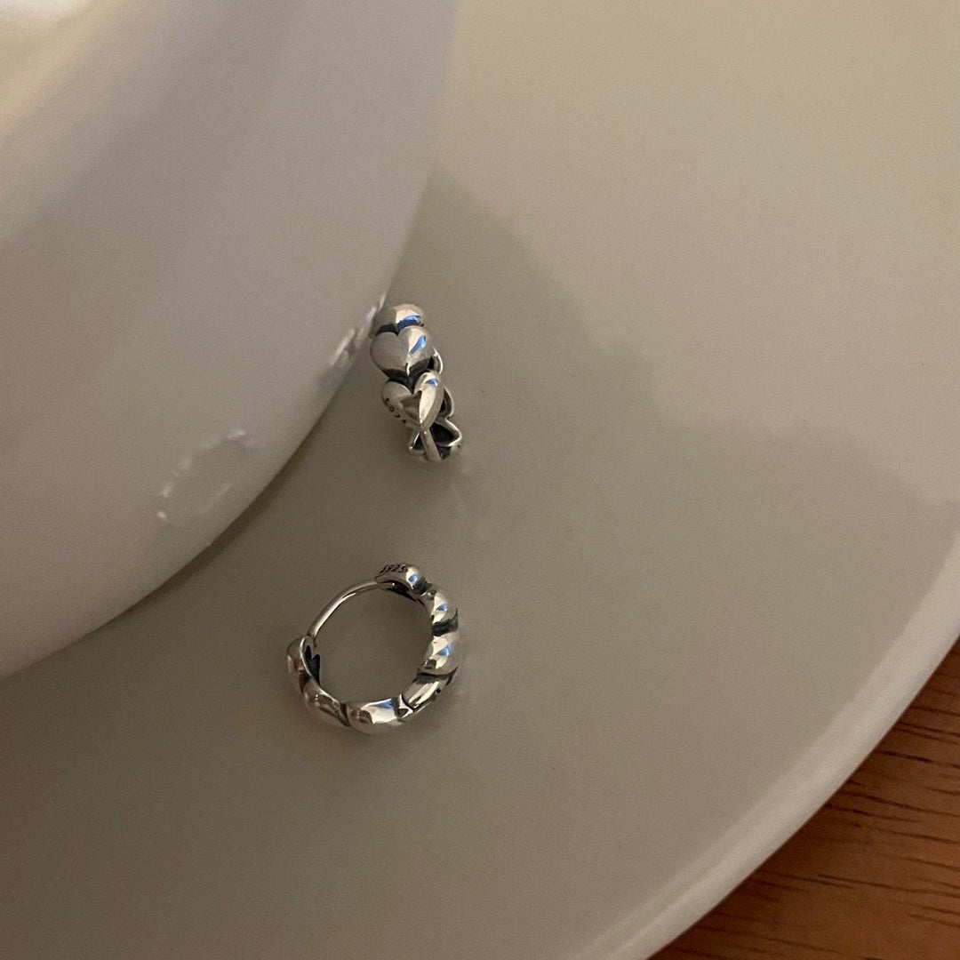 IKON  | 925Silver 3D Heart-Link Hoop Earrings