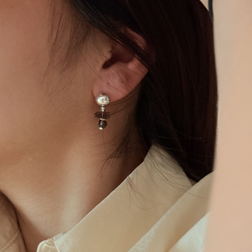 IKON  | 925Silver Layered Labradorite Bead Earrings