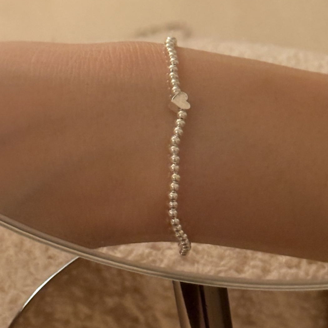 IKON | 925純銀小愛心圓珠手鍊