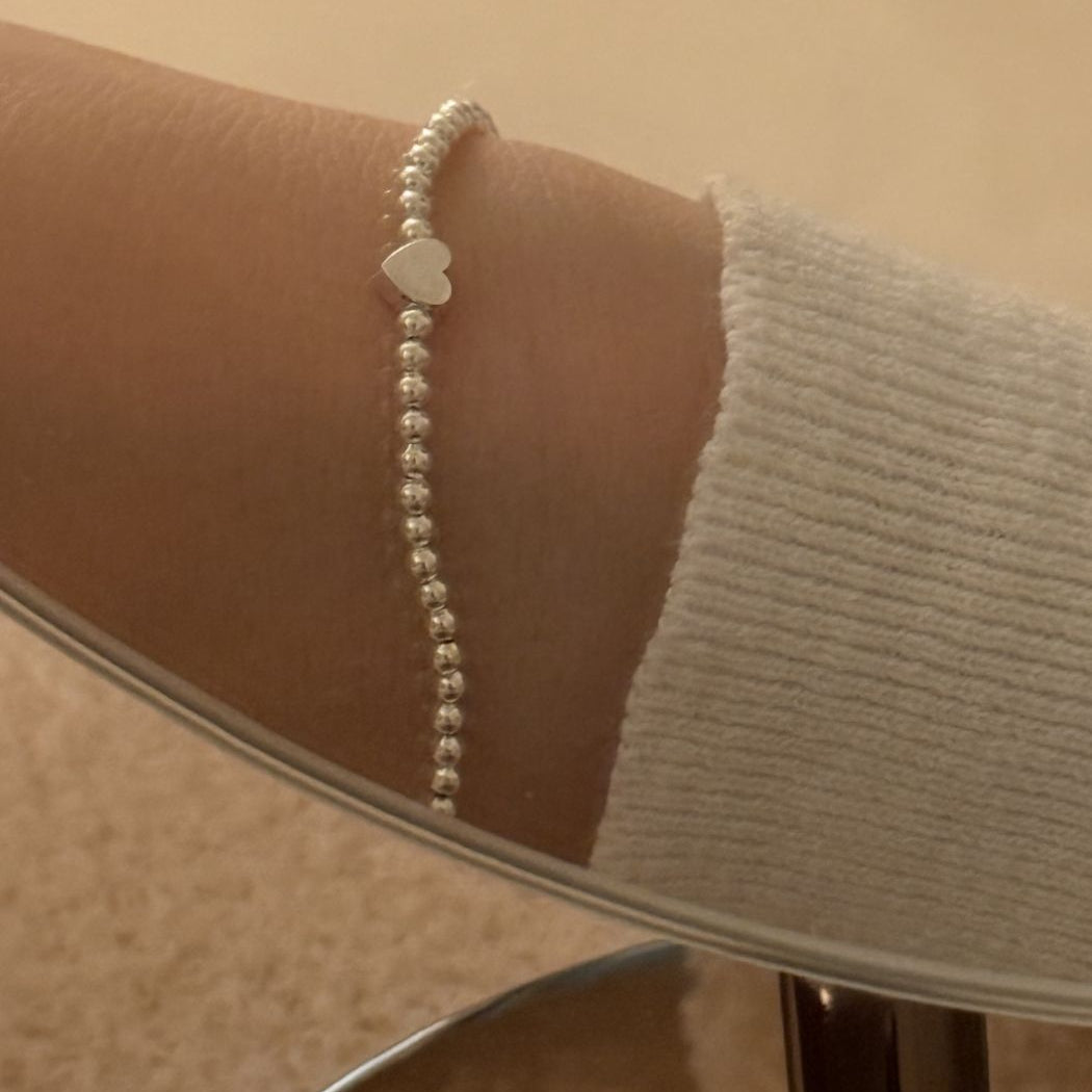 IKON | 925純銀小愛心圓珠手鍊