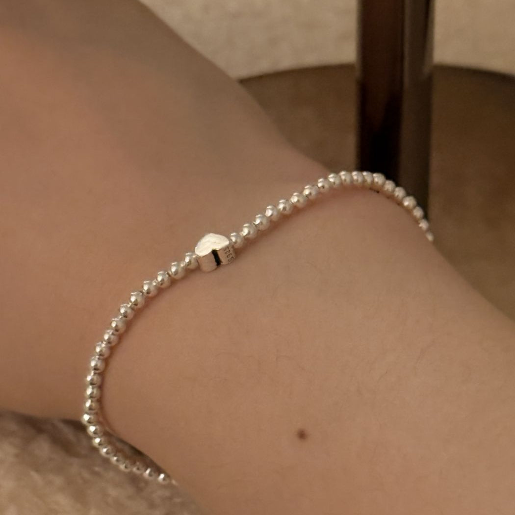 IKON | 925純銀小愛心圓珠手鍊