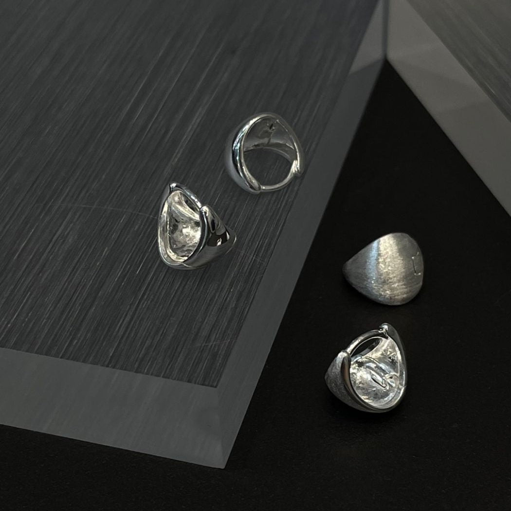 IKON DELUXE | 925Silver Dual-Texture Cavity Hoops Earrings